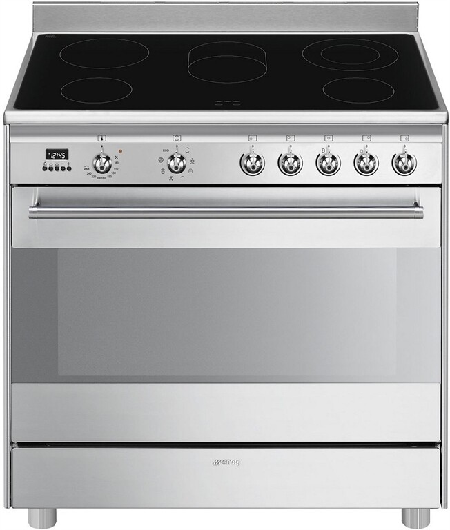 SMEG Stand-Elektroherd mit Glaskeramikfeld SCD 91 CMX 9 (Edelstahl)