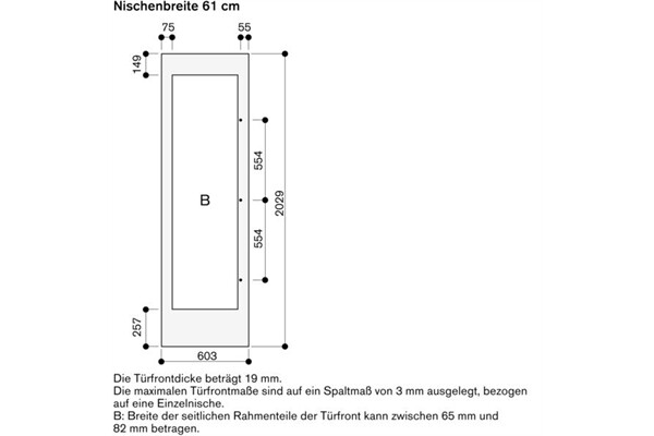 Gaggenau RA 421611 Edelstahltürrahmen 61cm Links